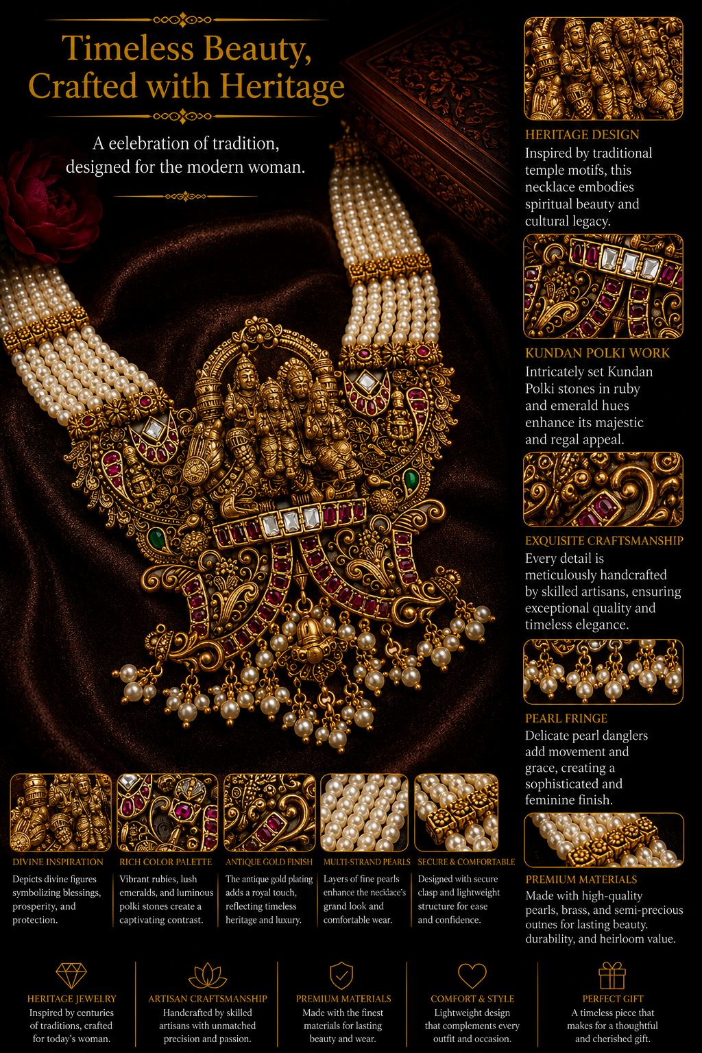 Temple Pearl Heritage Necklace Set