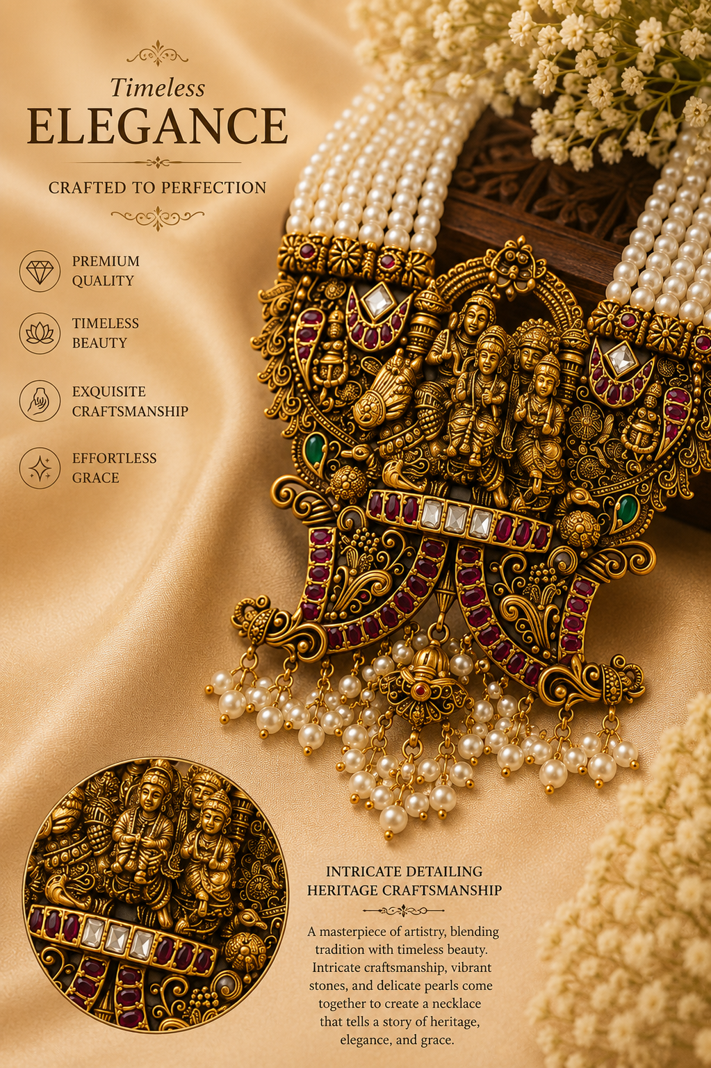 Temple Pearl Heritage Necklace Set