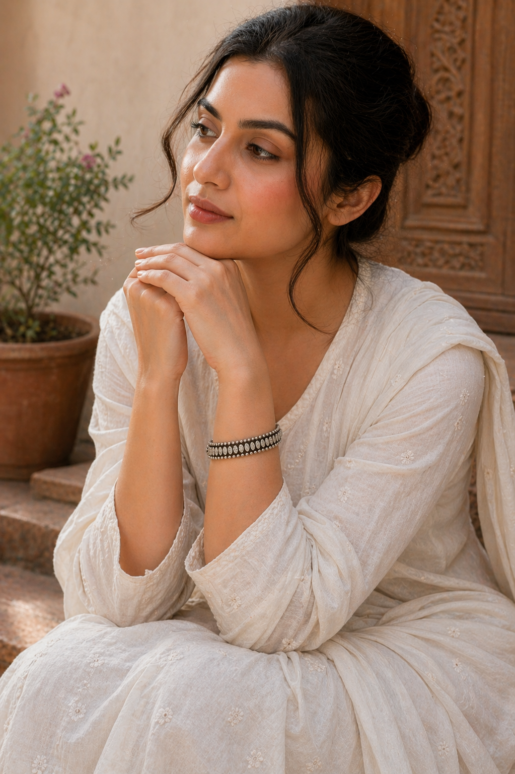 Heritage Geometric Silver Statement Bracelet