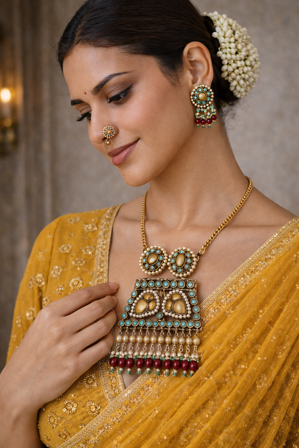 The Mayura Heritage: Handcrafted Gold-Toned Statement Necklace