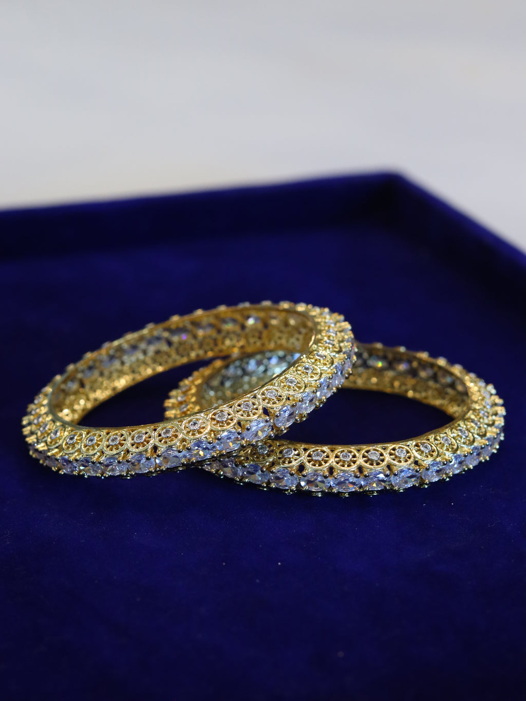 Luxury Diamond Studded Gold Bangles Set