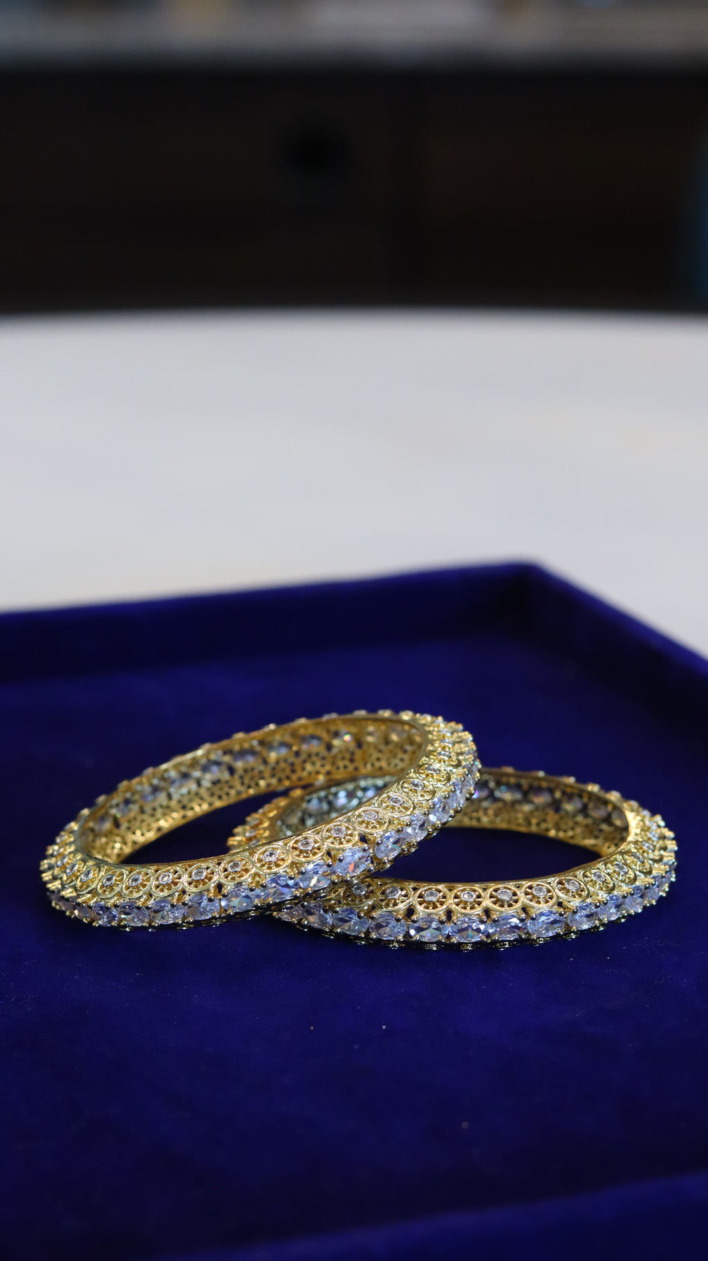 Luxury Diamond Studded Gold Bangles Set