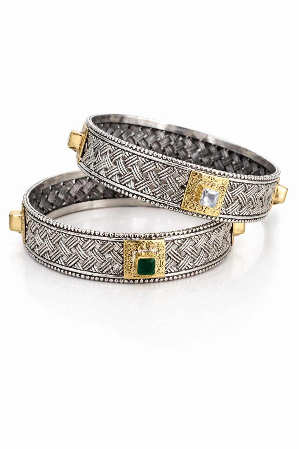 Dual-Tone Textured Statement Kada Set