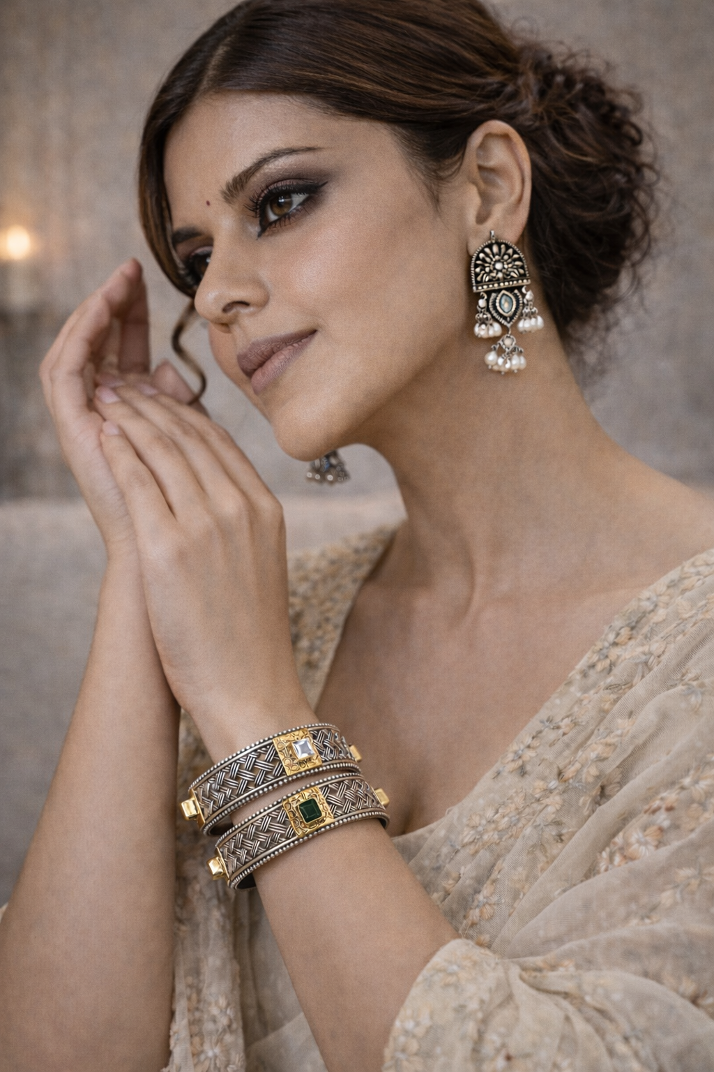 Dual-Tone Textured Statement Kada Set