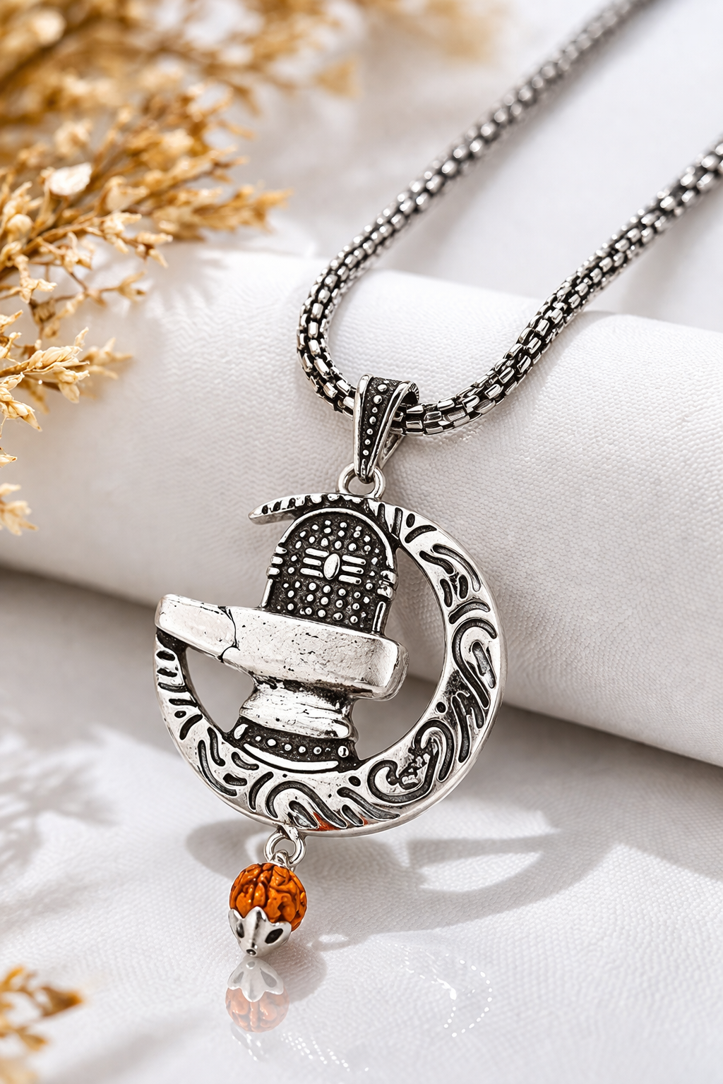 Oxidised Shiva Ling Pendant Necklace
