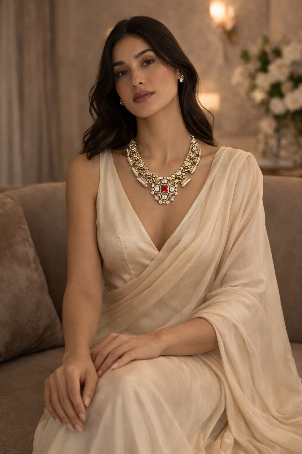 Royal Heritage Kundan Gold Statement Necklace