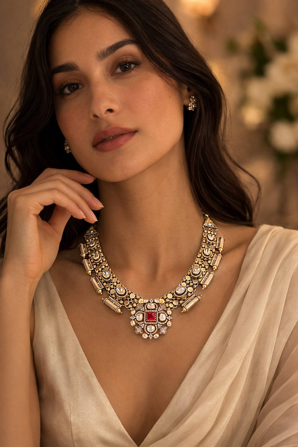 Royal Heritage Kundan Gold Statement Necklace