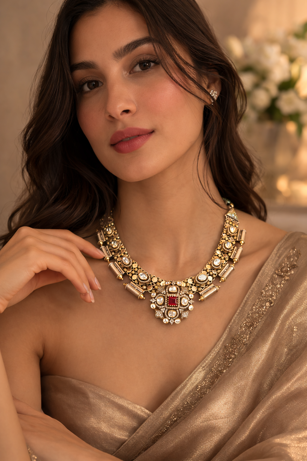 Royal Heritage Kundan Gold Statement Necklace