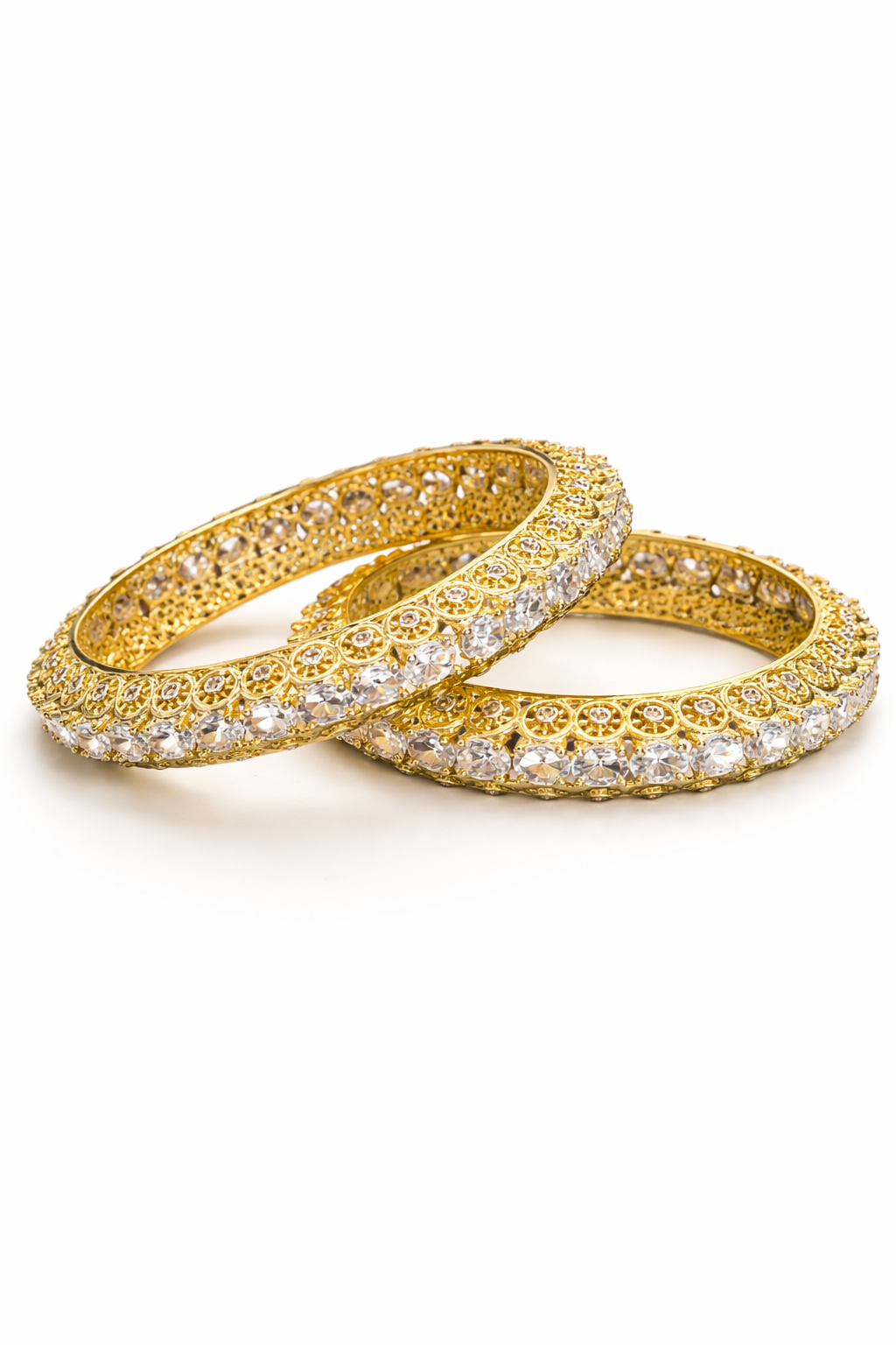 Luxury Diamond Studded Gold Bangles Set