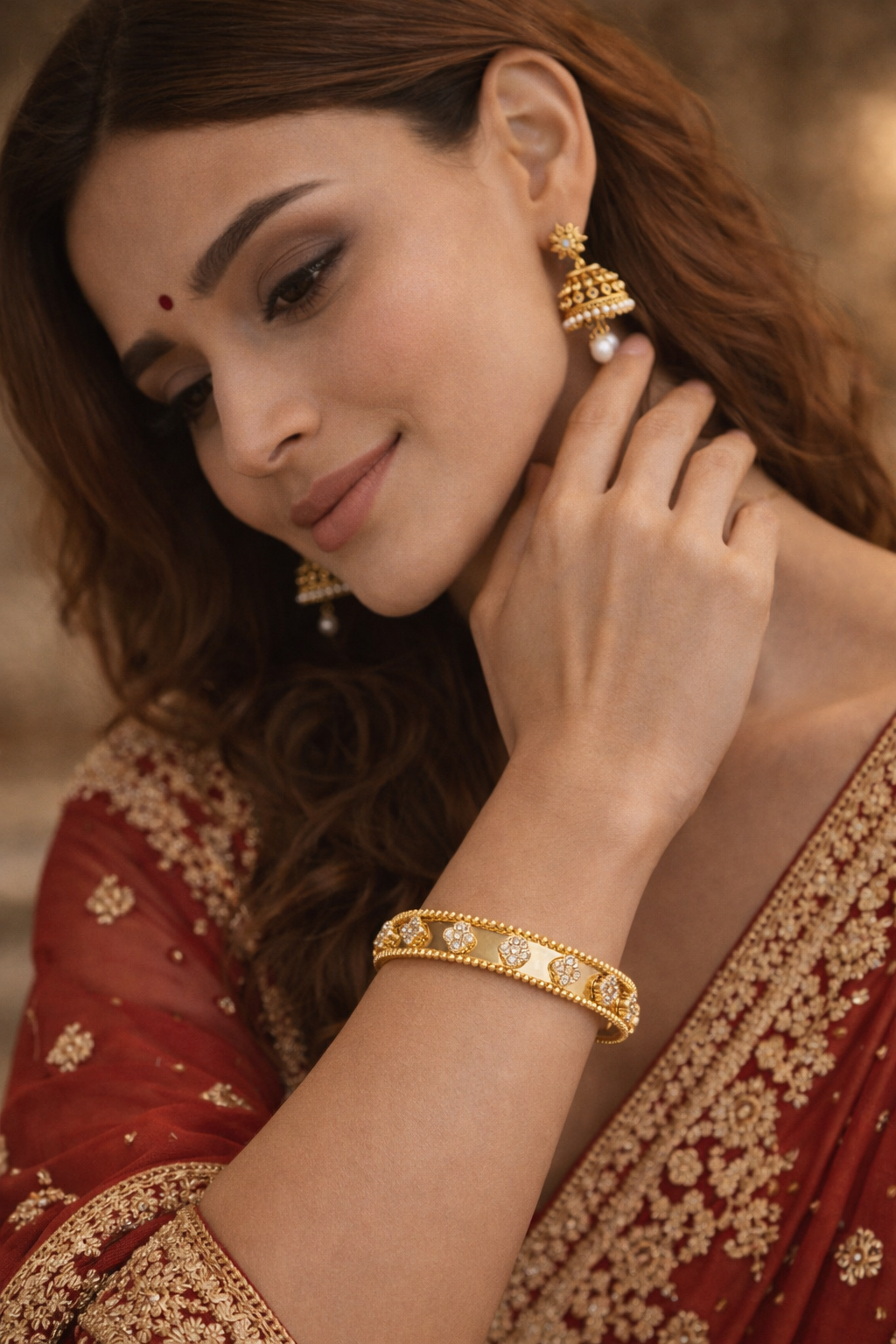 Elegant Diamond Accent Gold Bangle