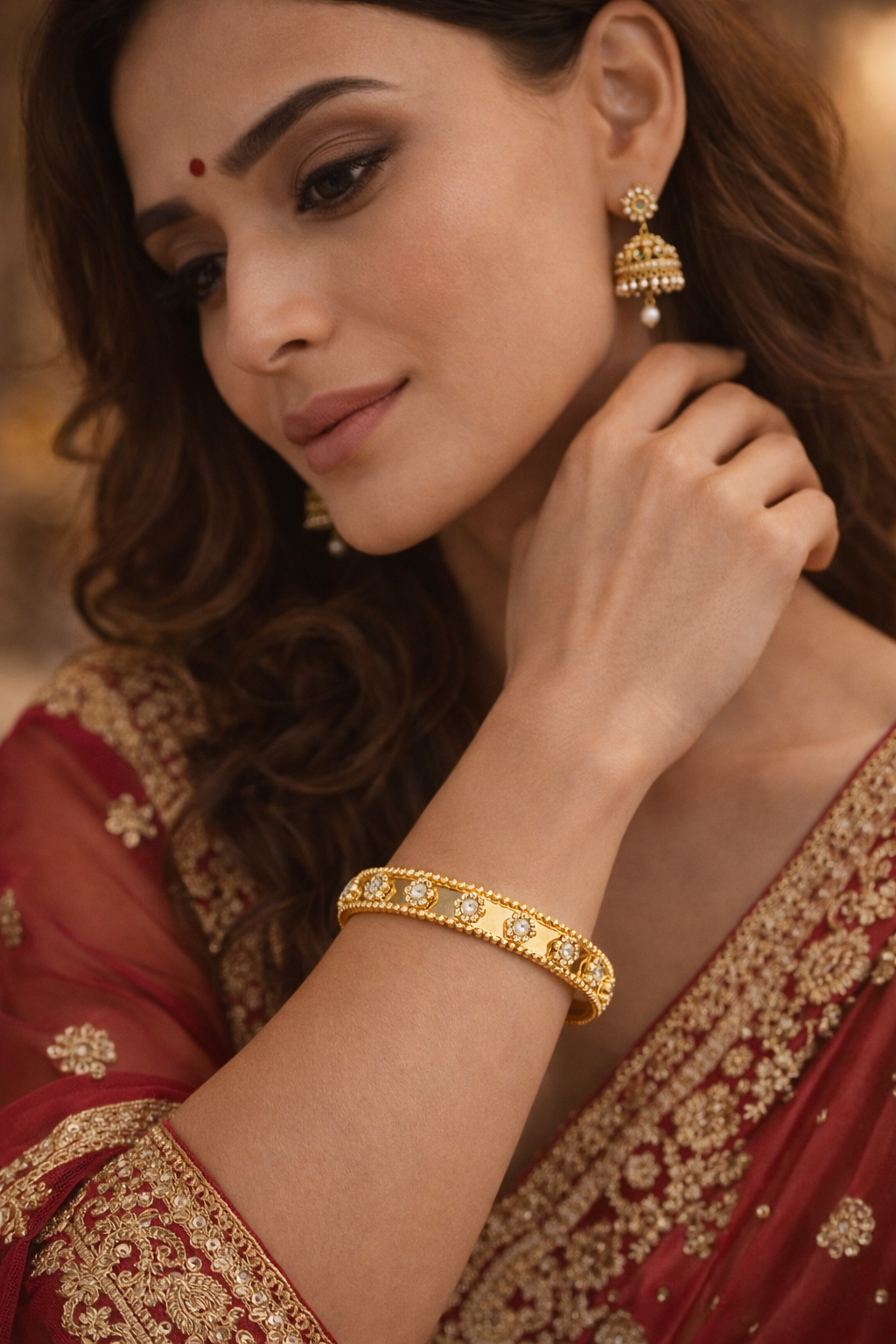 Elegant Diamond Accent Gold Bangle
