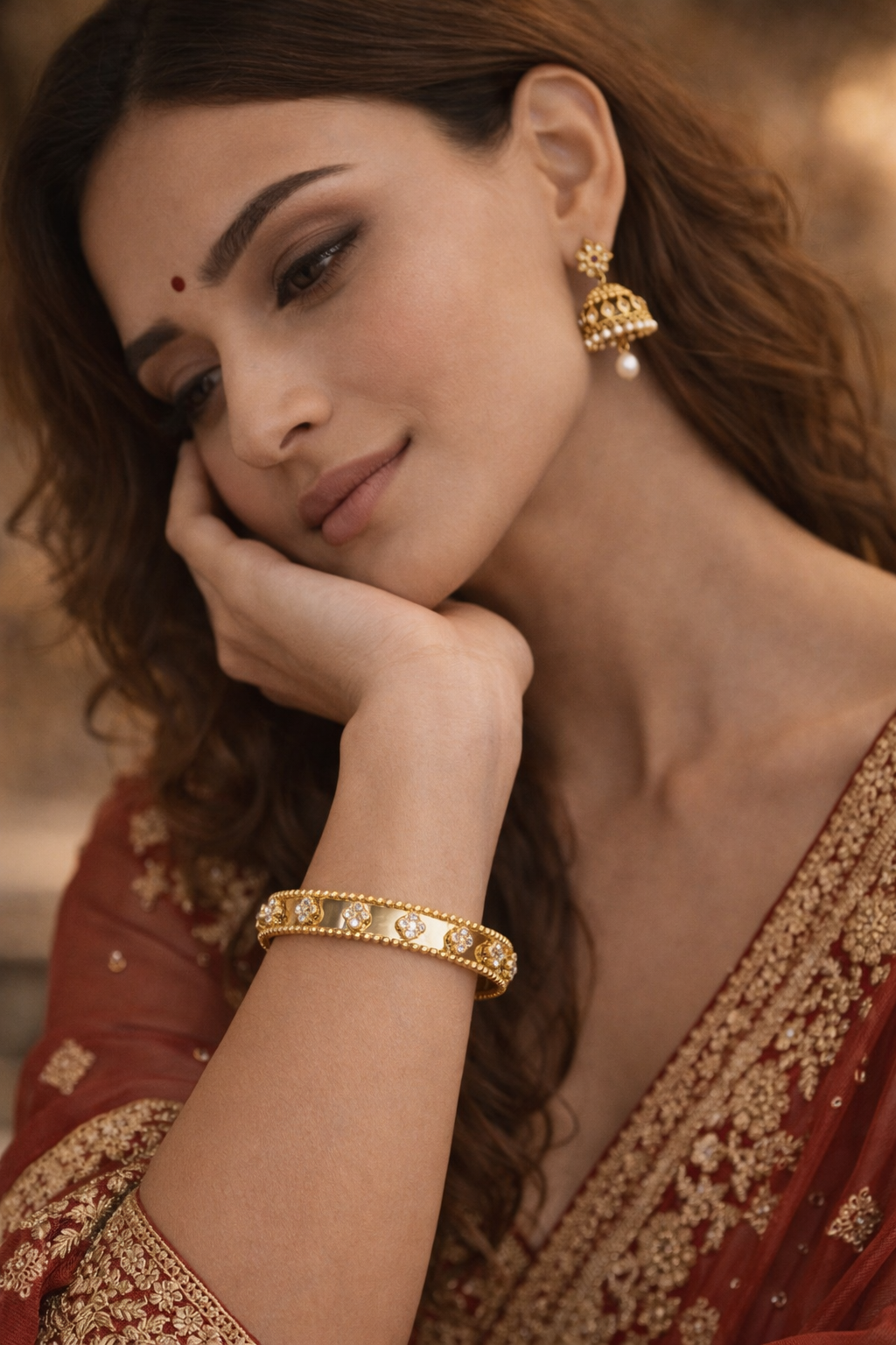 Elegant Diamond Accent Gold Bangle