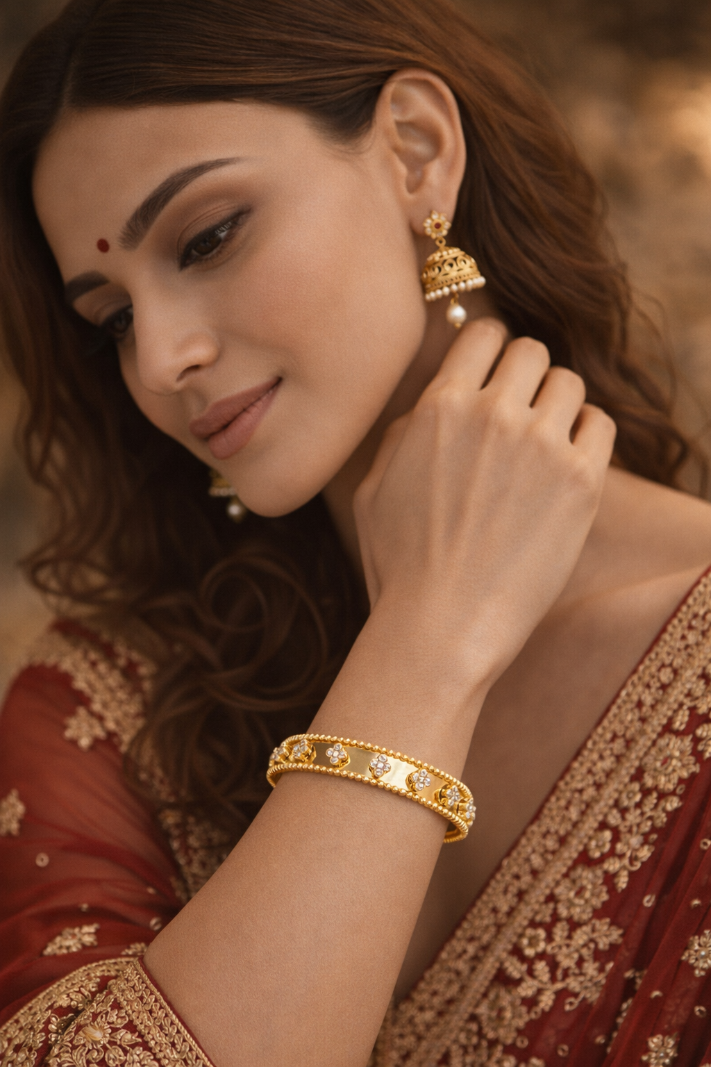 Elegant Diamond Accent Gold Bangle