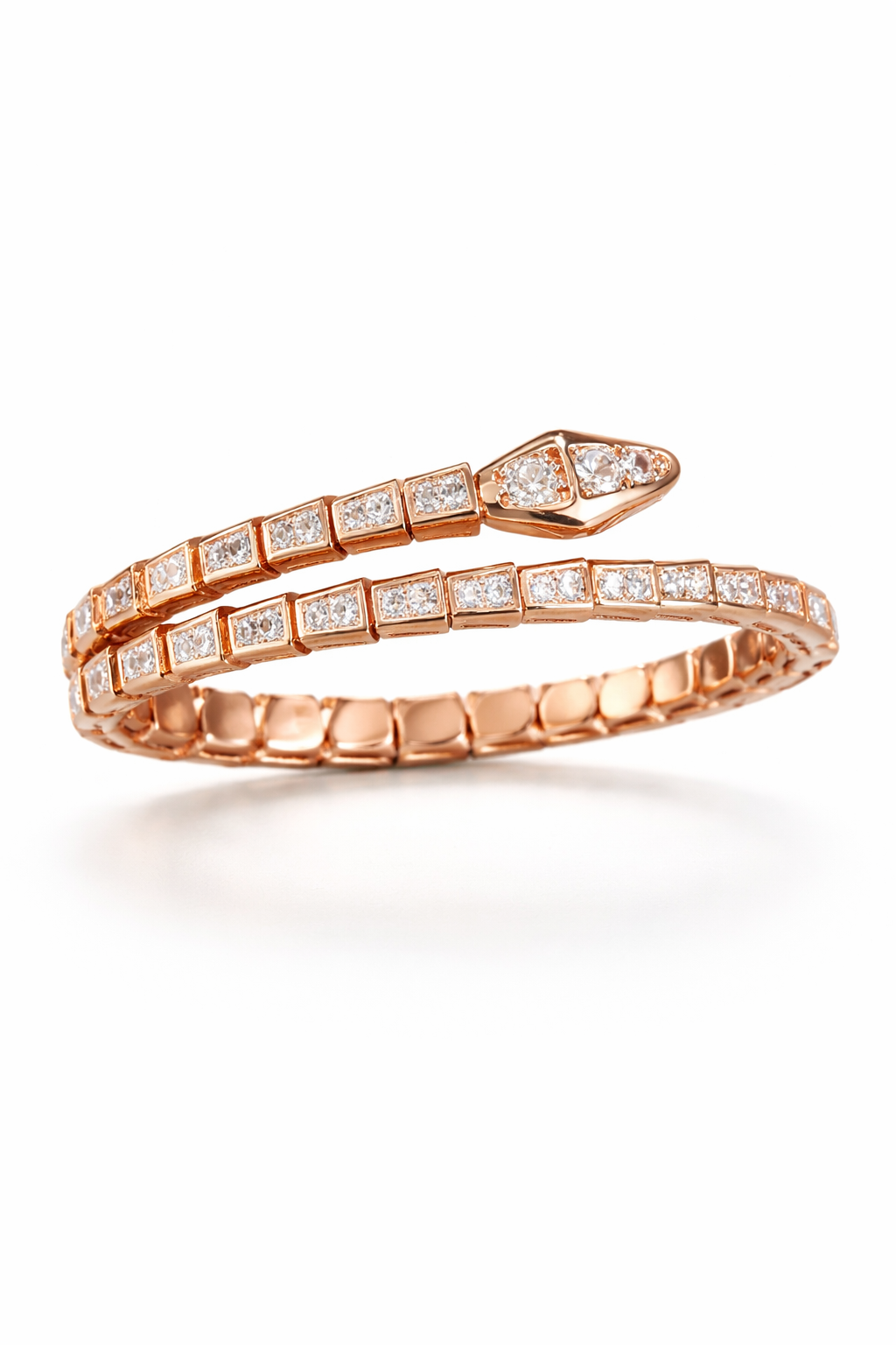 Rose Gold Serpentine Diamond Wrap Bracelet
