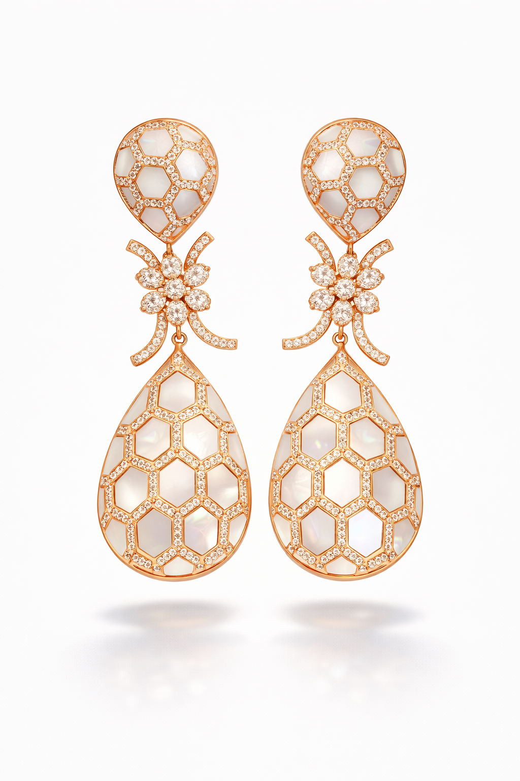 Rose Gold Geometric Drop Statement Earrings