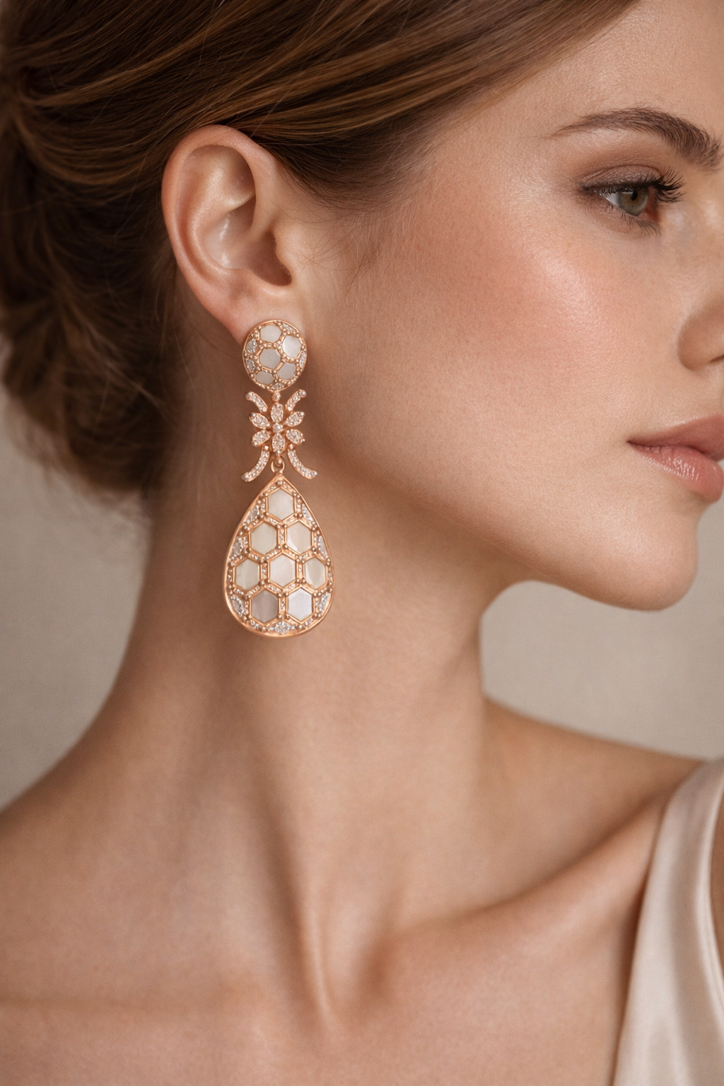 Rose Gold Geometric Drop Statement Earrings