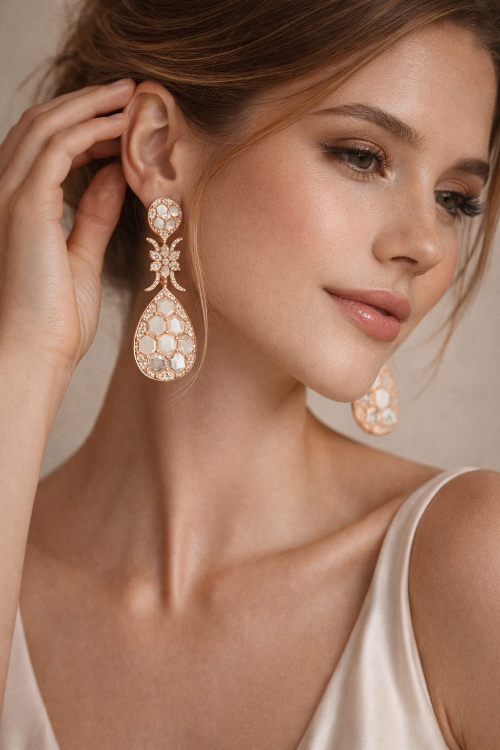 Rose Gold Geometric Drop Statement Earrings