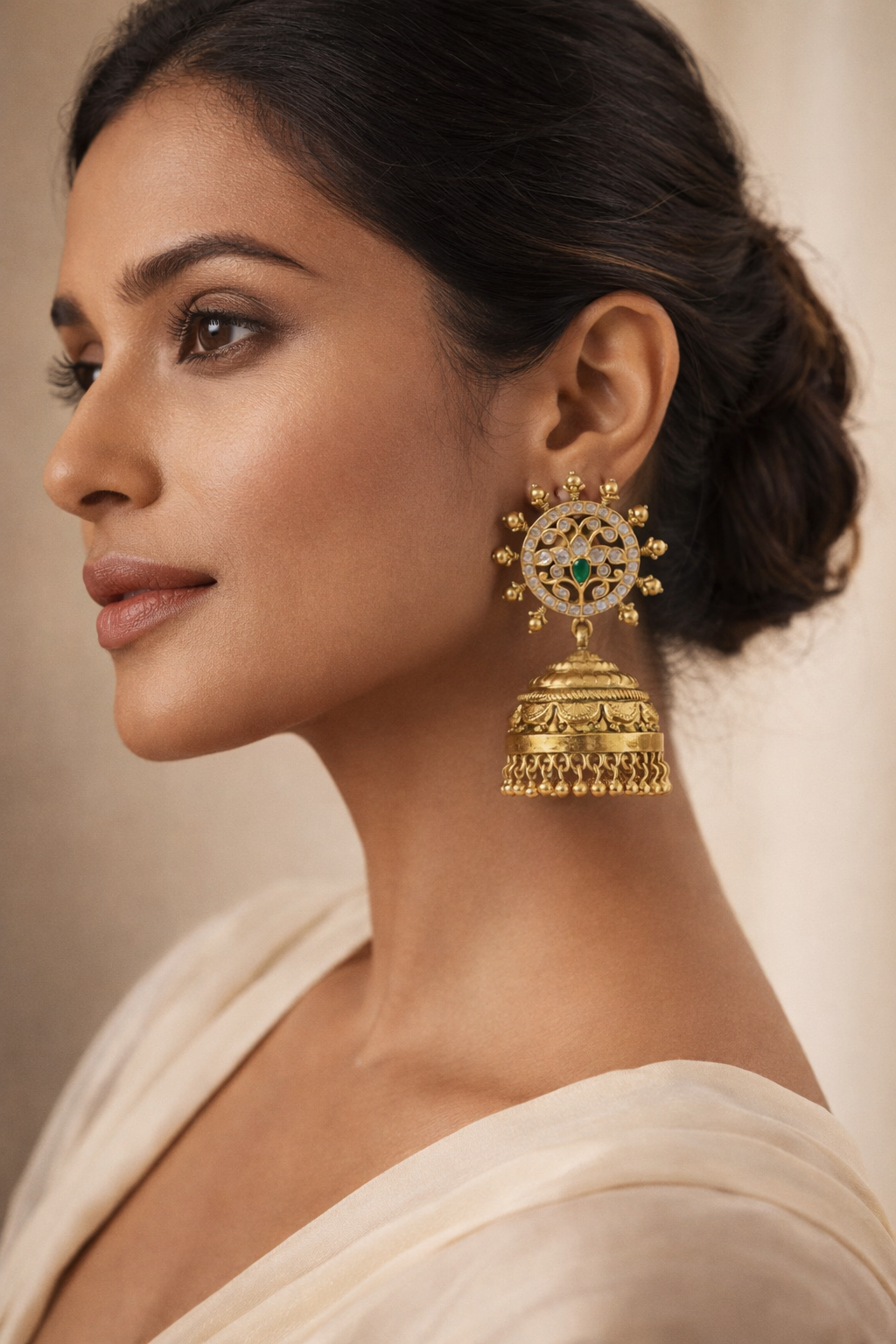 Traditional Temple Jhumka Gold Earrings