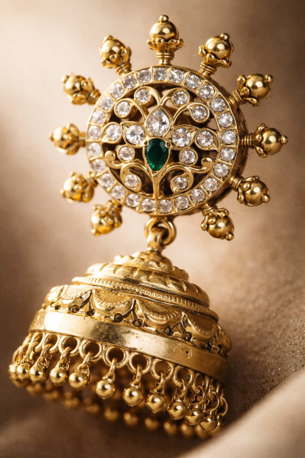 Traditional Temple Jhumka Gold Earrings