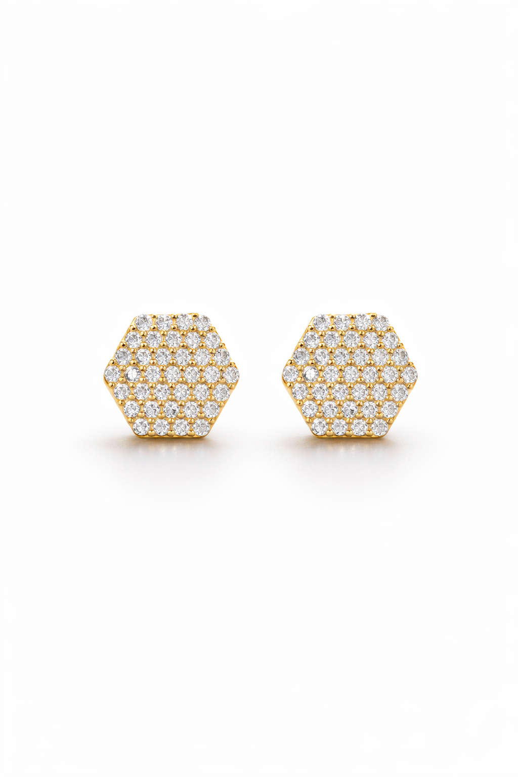 Minimal Hexagon Diamond Stud Earrings