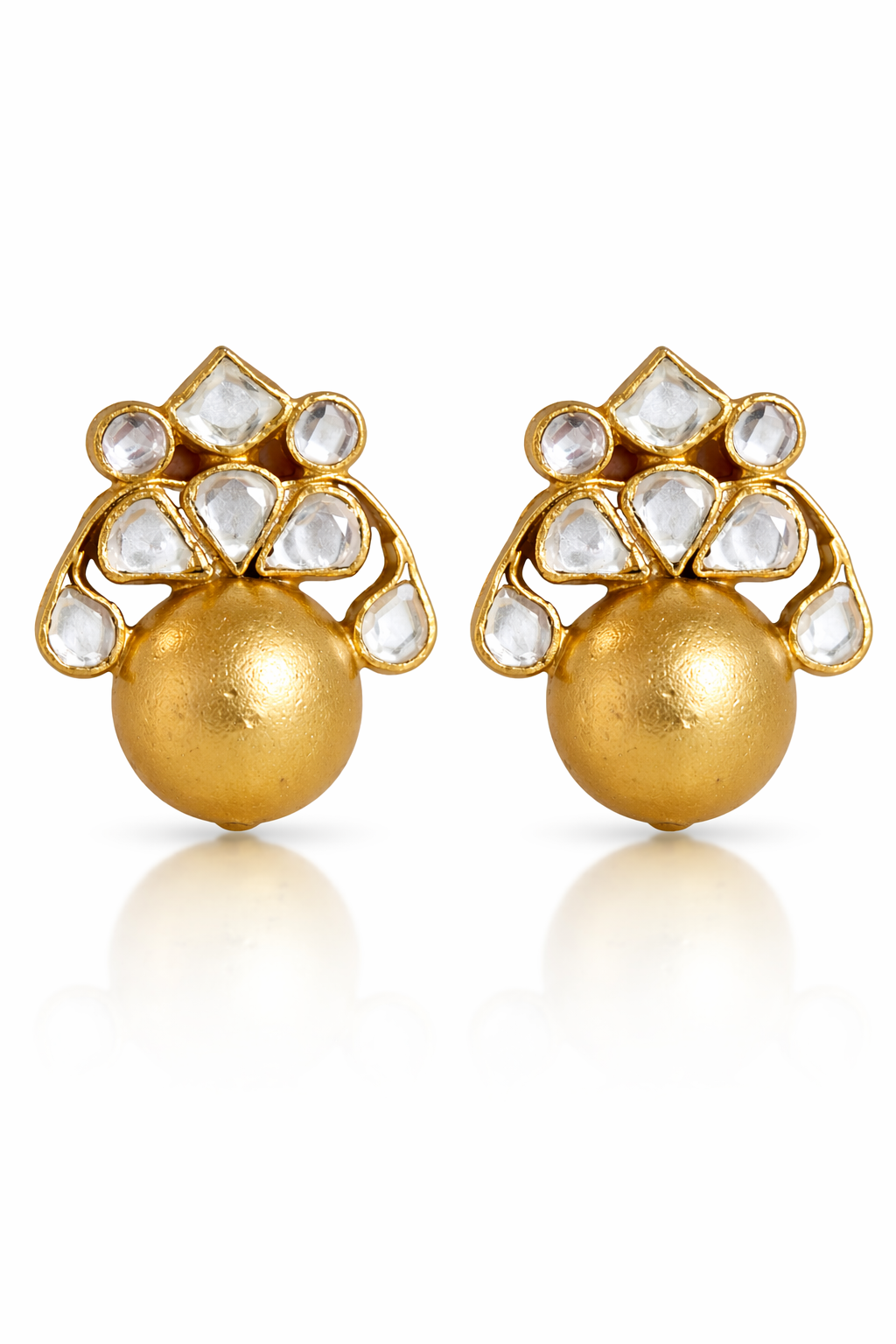 Traditional Kundan Gold Stud Earrings