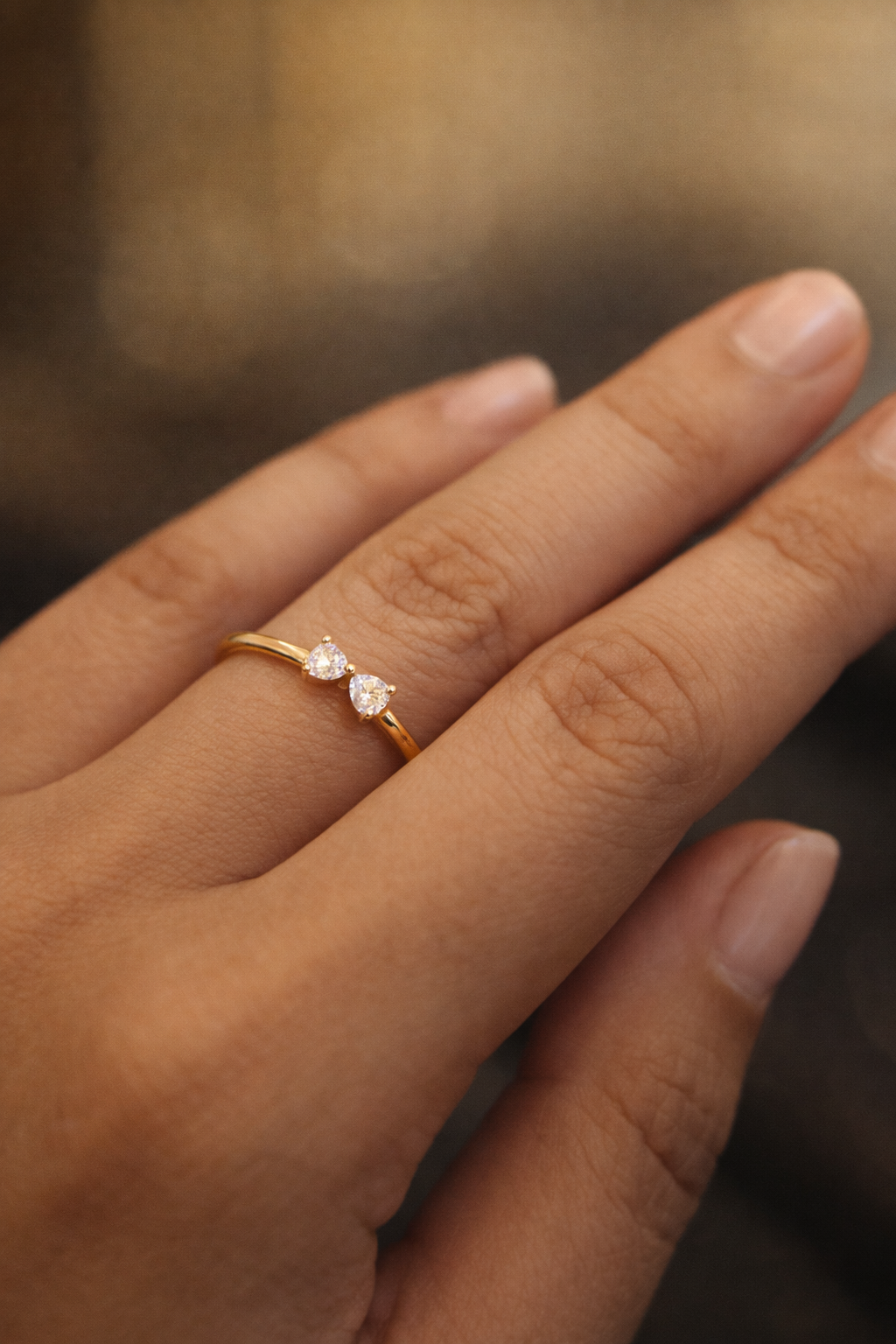 Minimalist Dual Diamond Gold Ring