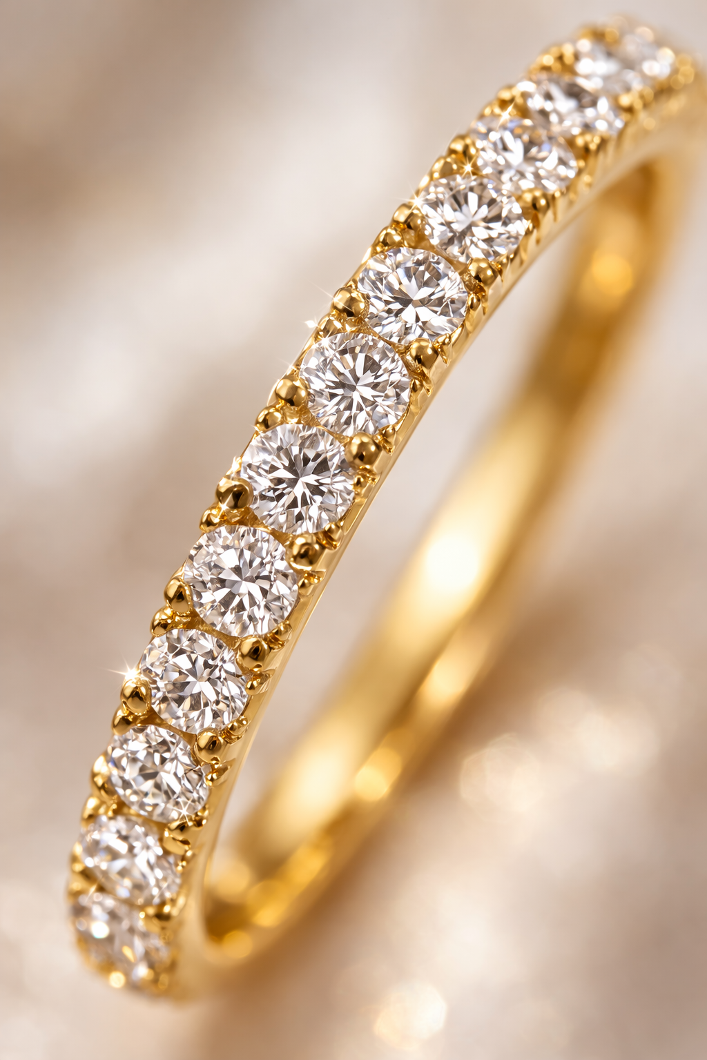 Classic Diamond Studded Gold Band Ring
