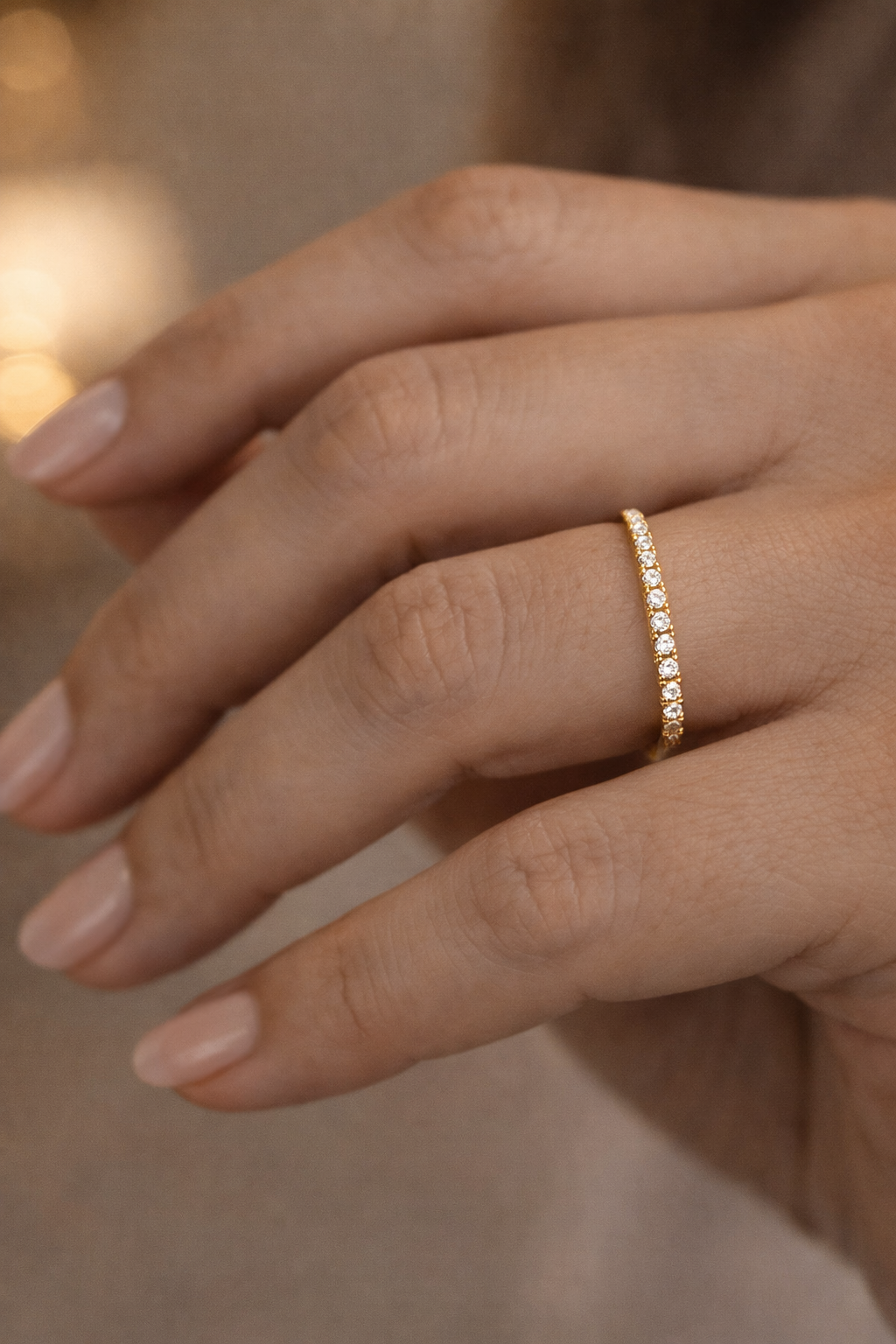 Classic Diamond Studded Gold Band Ring