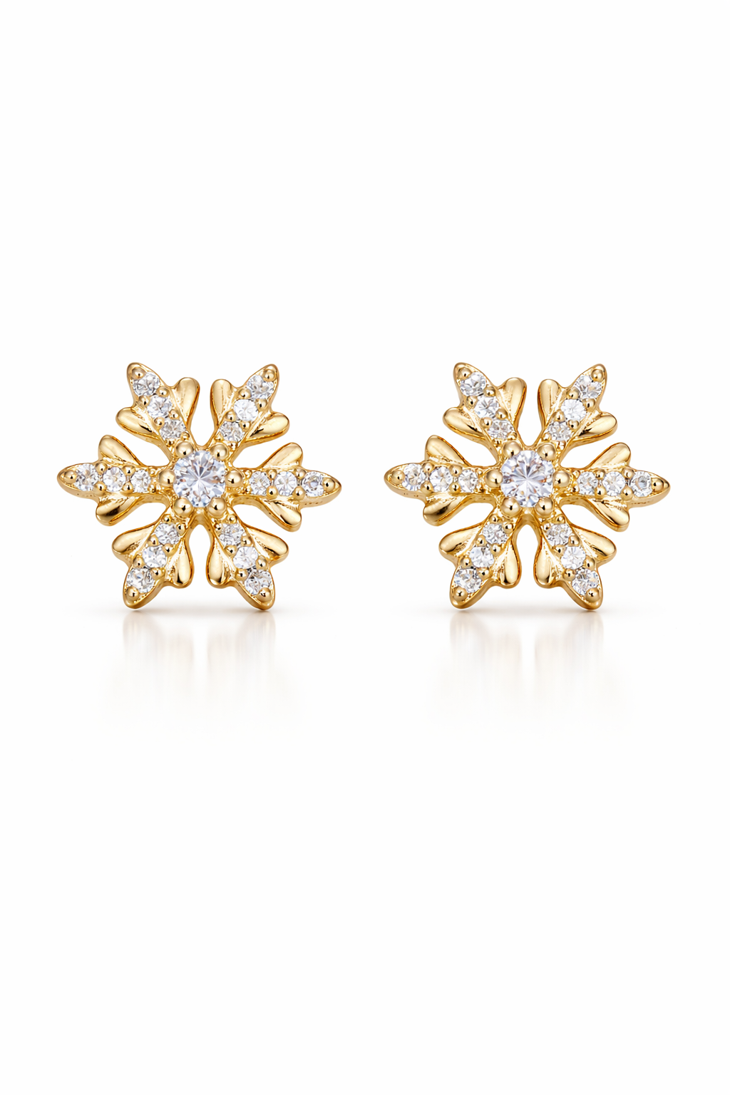 Sparkling Floral Gold Stud Earrings
