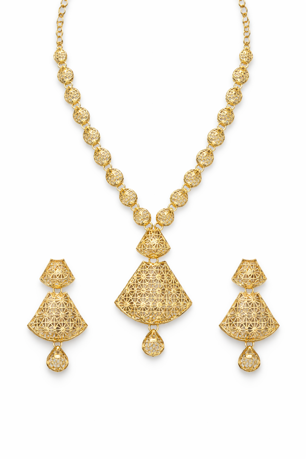 Elegant Filigree Gold Necklace Set