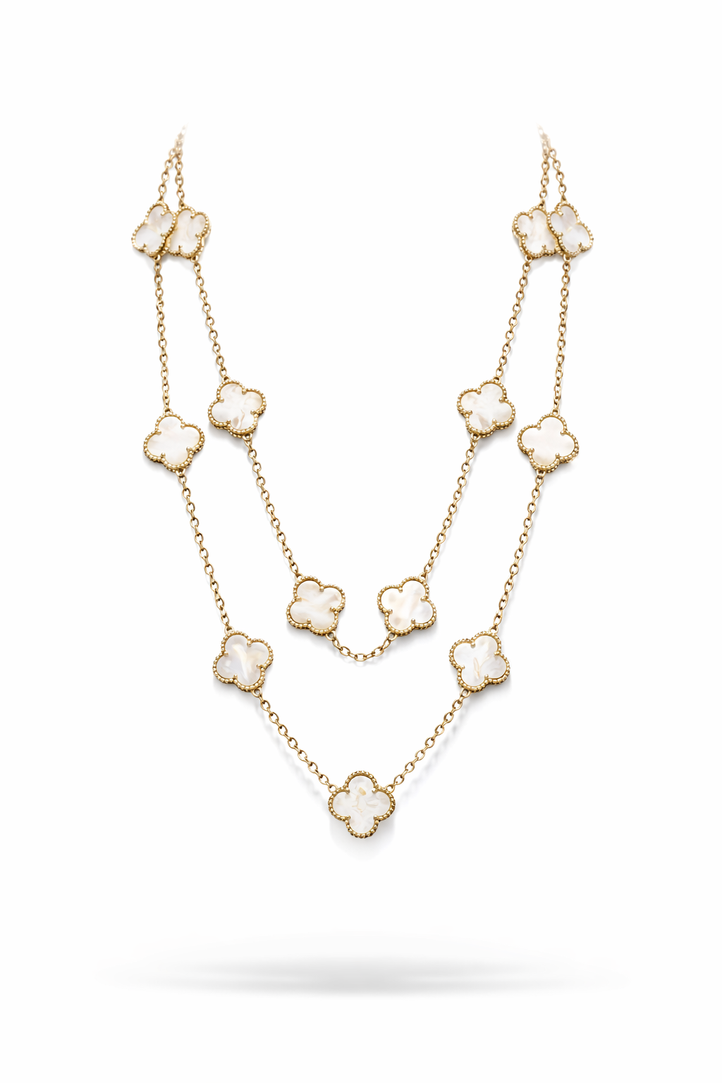 Luxury Clover Motif Layered Gold Necklace