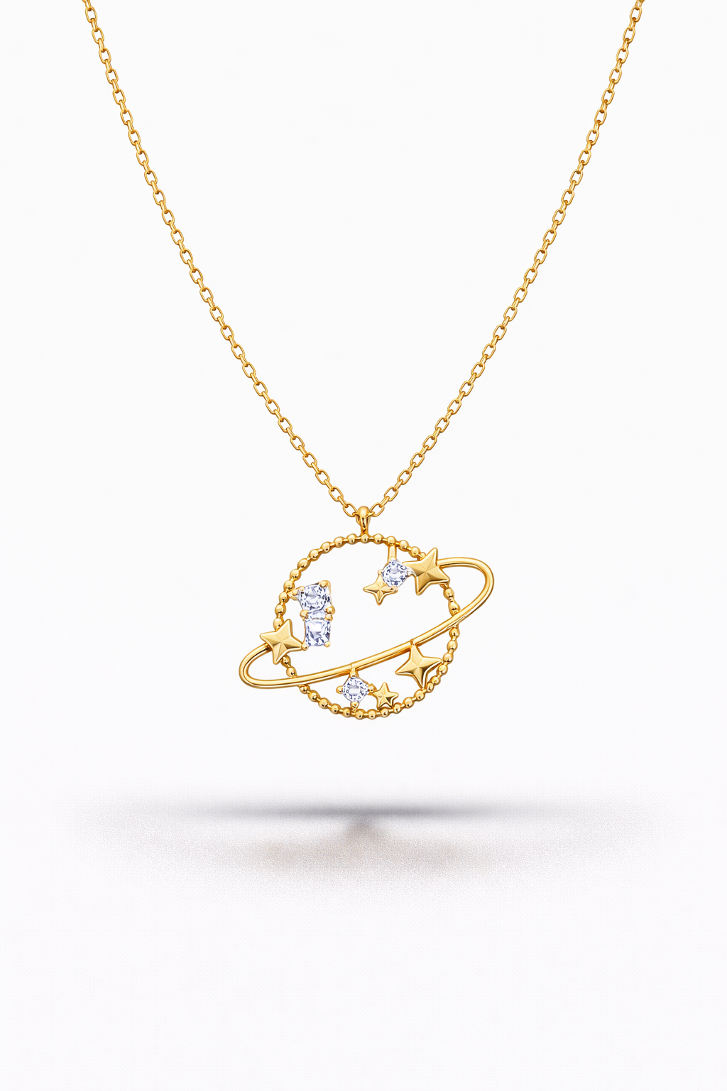 Celestial Gold Star Orbit Pendant Necklace