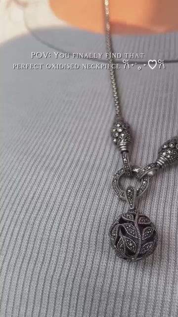 Artisan Hand-Carved Silver Sphere Statement Pendant